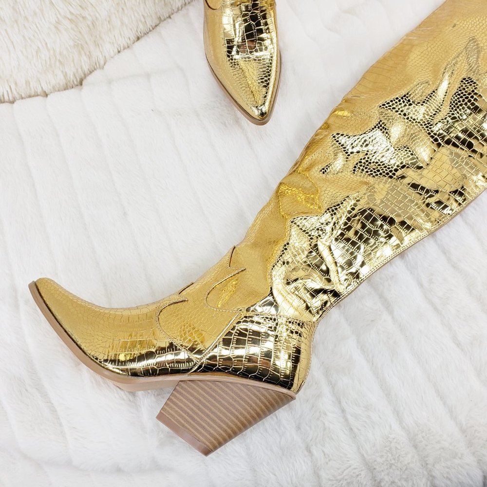 Gold Western Thigh High Boots Restocked_11